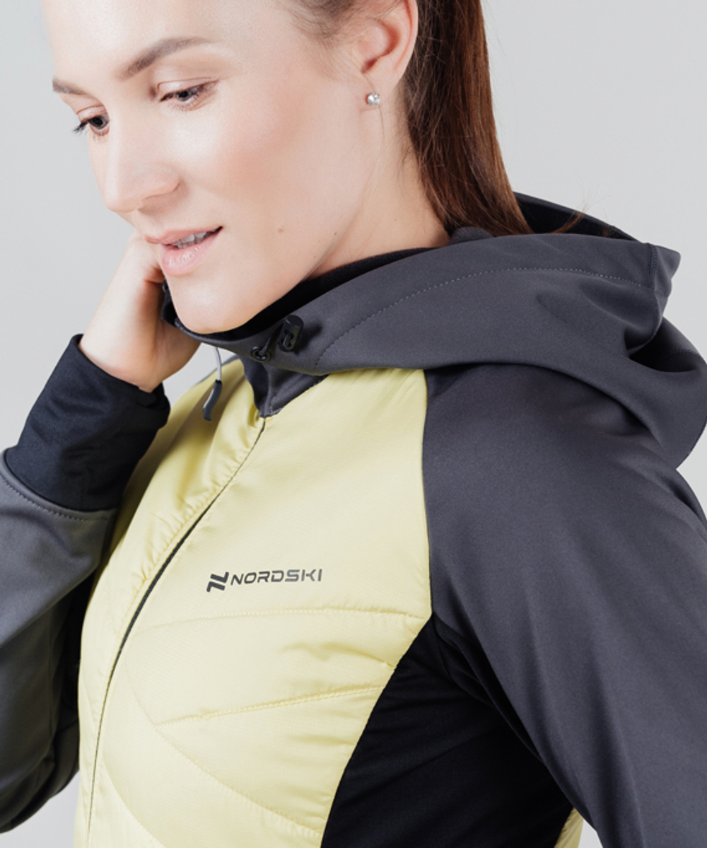 Куртка NORDSKI HYBRID HOOD Black/Yellow, женская, NSW853191