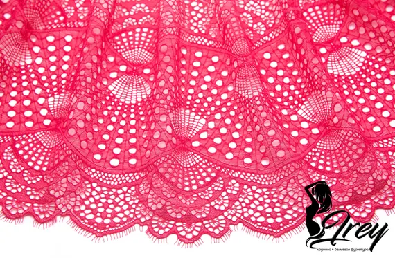 03-167 Кружево эластичное 22 см, кораллово-красный