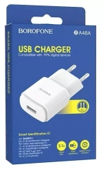 Сетевая зарядка 1-гнездо USB 5В 2.1А BOROFONE BA48A
