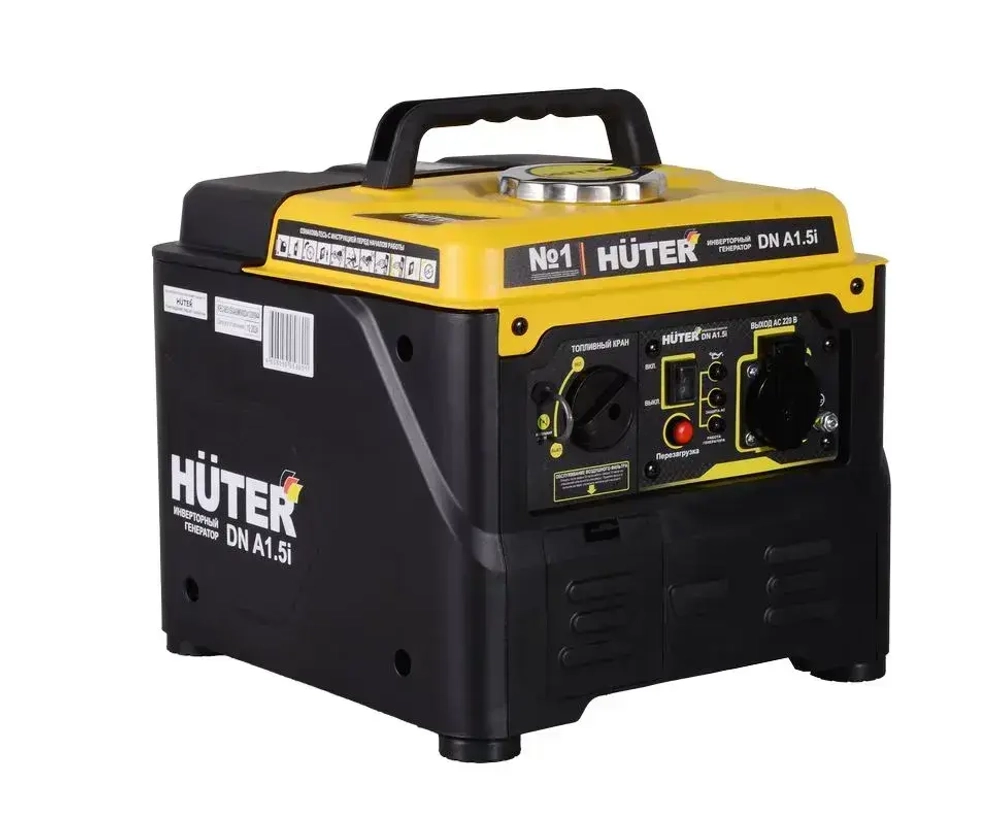 Инверторный генератор бензиновый Huter DnA1,5i (1100Вт, вес 13,95 кг, Ручной стартер, 3,5 л бензобак)