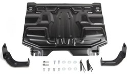 Защита картера и КПП AutoMax для Seat Ibiza IV (V - все) 2008-2015/Skoda Fabia II (V - 1.2; 1.4; 1.6) 2007-2014/Skoda Fabia RS II (V - 1.4 (180 л.с.)) 2010-2014/Skoda Rapid I (V - все) 2013-2020/Skoda Roomster (V - все) 2006-2015/Volkswagen Polo IV рестайлинг хэтчбек (V - все) 2005-2009/Volkswagen Polo V хэтчбек (V - все) 2010-2015/Volkswagen Polo V седан (V - 1.4 (125 л.с.); 1.6 (85/90/105/110 л.с.)) 2010-2020, сталь 1.5 мм, с крепежом, штампованная, AM.5842.1