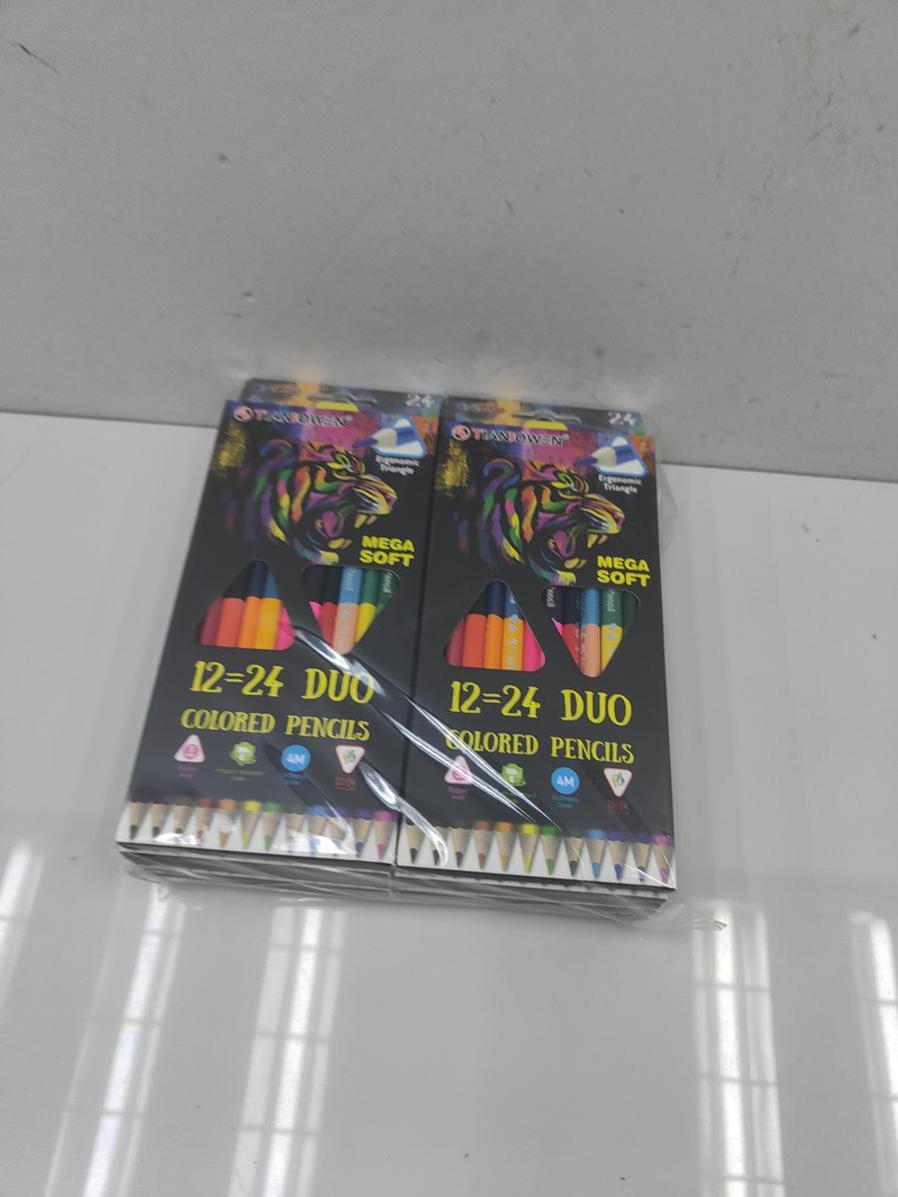 Карандаши цветные "Животный мир" 3-гранные двусторонние 12 штук 24 цвета