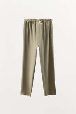 ZARA БРЮКИ BAGGY ИЗ АТЛАСА, РЫЖЕВАТО-КОРИЧНЕВЫЙ