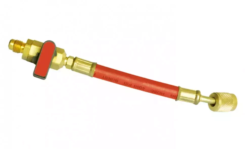 Шланг с шаровым краном DSZH R410-RV красный (гайка 5/16" х 1/4" штуцер)