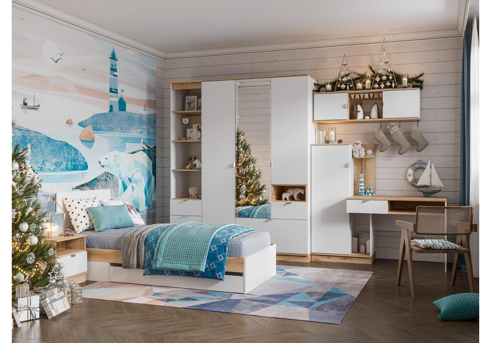 Компьютерный стол Woodville Джидда 1500 белый, дуб делано