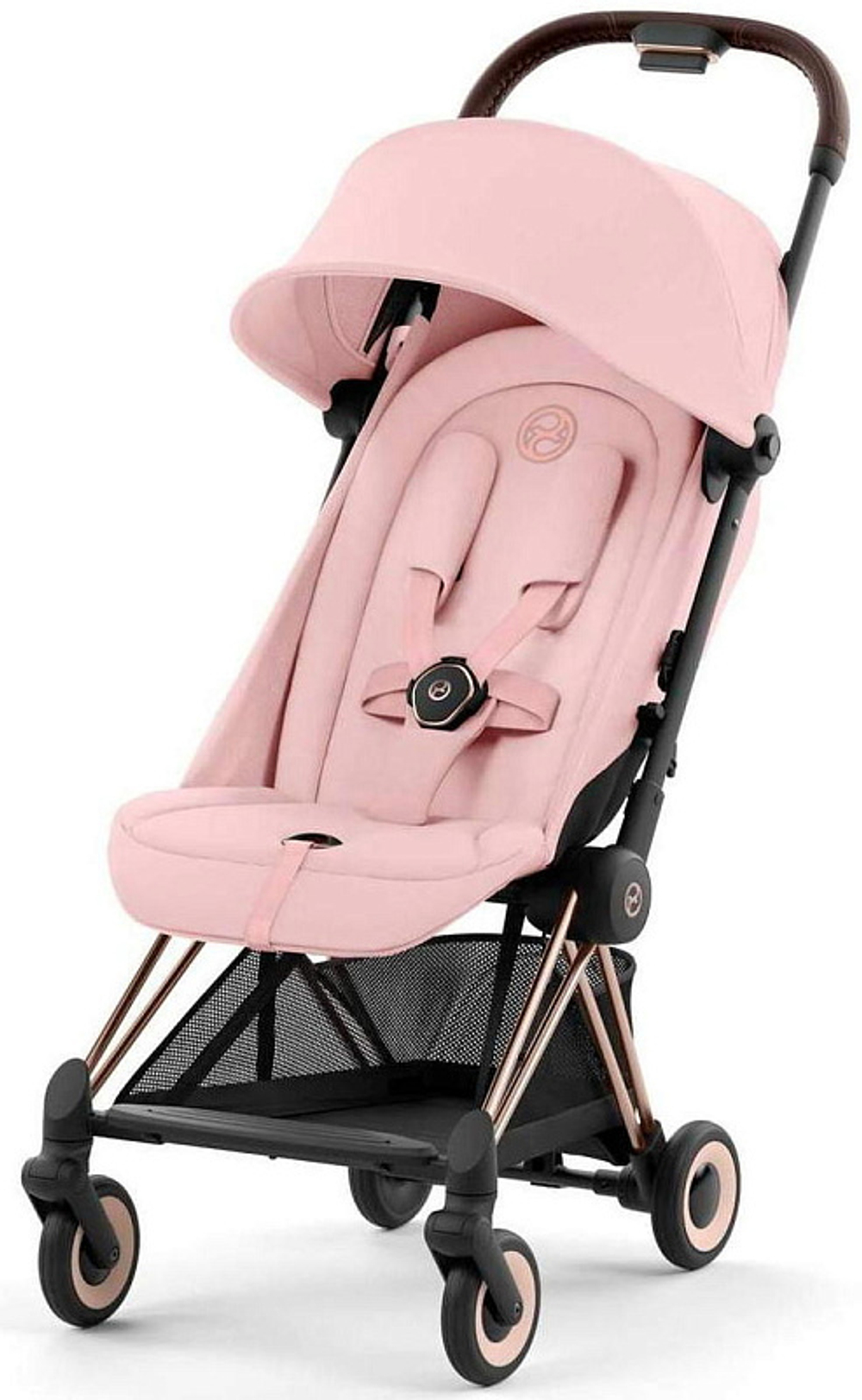 Коляска Cybex Coya Rosegold Frame Cloud G i-Size Fog Grey 2 в 1 Peach Pink с дождевиком и бампером
