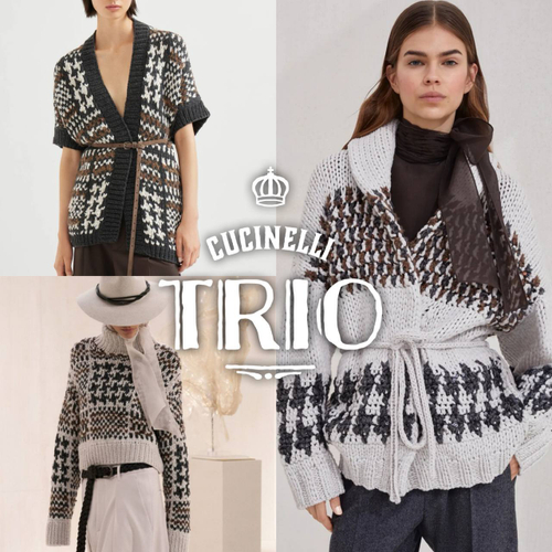 Видео мастер-класс по вязанию кардигана, жилета и джемпера от Cucinelli "TRIO"