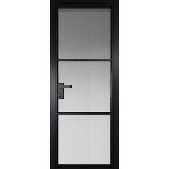 Межкомнатная дверь алюминиевая Profil Doors 13AG чёрная матовая RAL9005 остеклённая