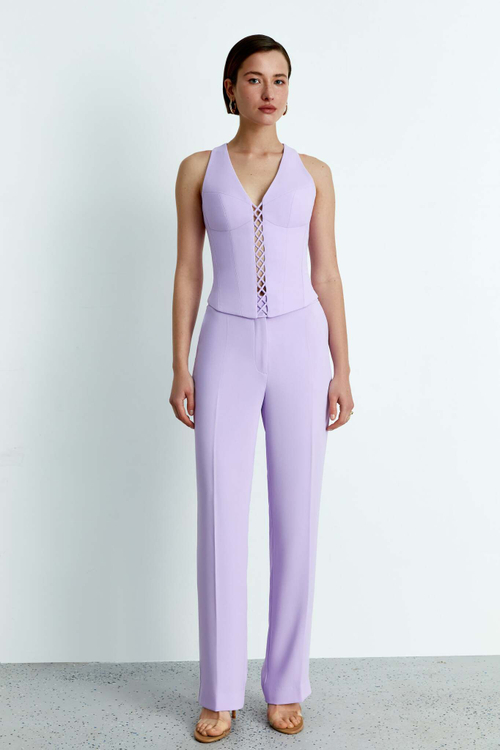 Брюки прямого кроя из крепа