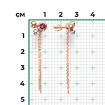 Серьги-пусеты «Кометы» из комбинированного золота с гранатом