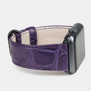 Ремешок кожаный для Apple Watch 42/44/45/49mm Classic фиолетового цвета