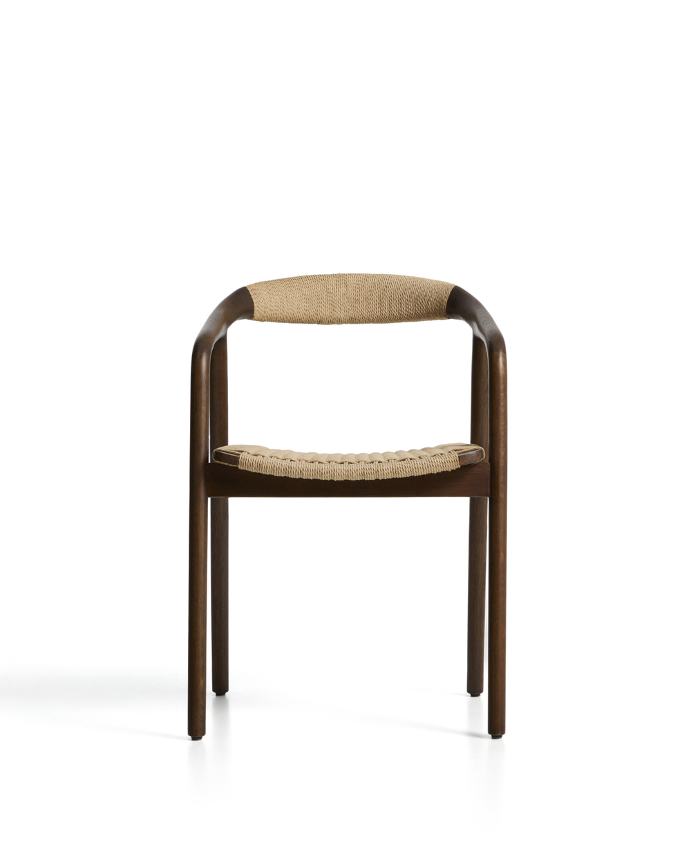 Уличный стул Derile из массива дуба в отделке орех и бежевой веревки