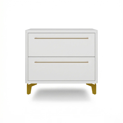Тумба прикроватная на ножках с ящиками ROYAL 5203 эко (Белый-Золото-р.золото)