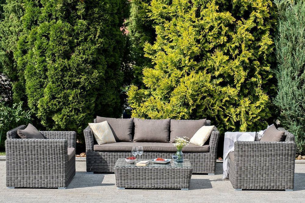 "Капучино" диван из искусственного ротанга трехместный, цвет графит