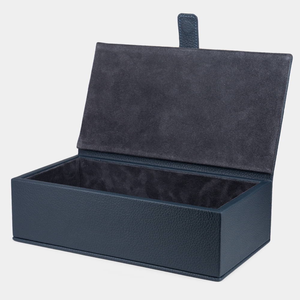Кофр кожаный для хранения Grand синего цвета