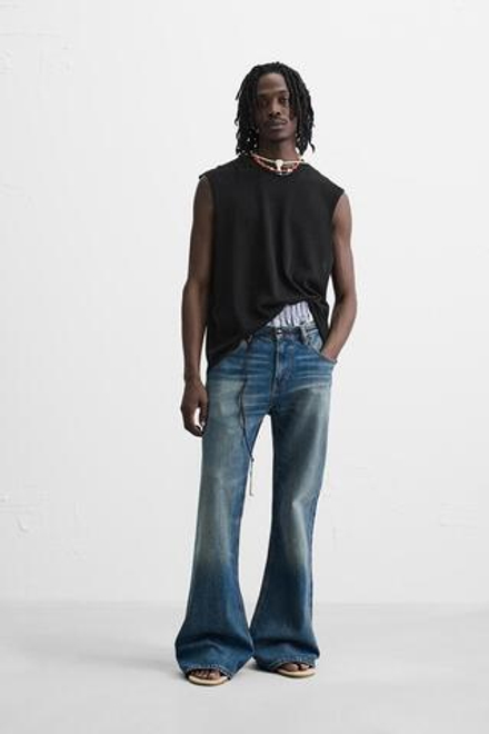 ZARA ФУТБОЛКА БЕЗ РУКАВОВ, ЧЕРНЫЙ