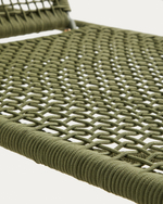 Шезлонг Dandara из зеленой стали и веревки на ножках из массива акации