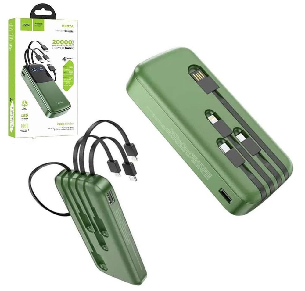 Портативный аккумулятор HOCO DB07A 20000 mAh (черно-зеленый)