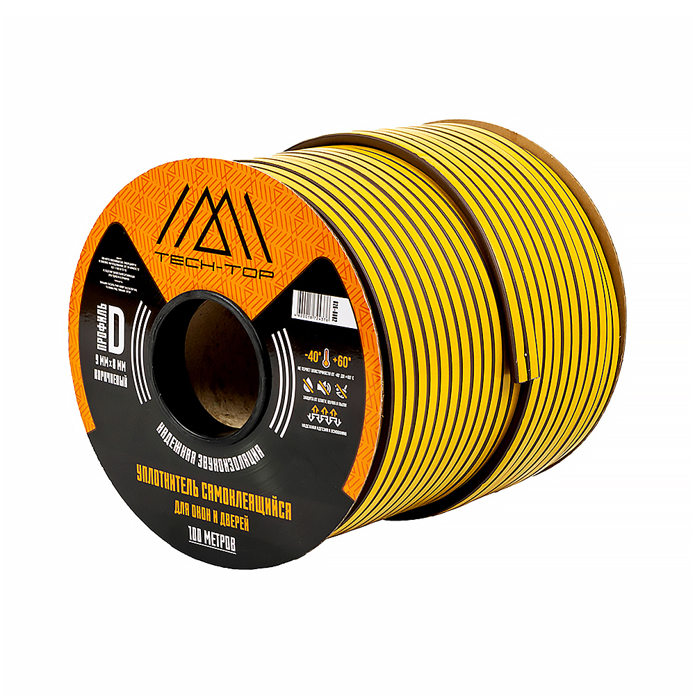 Уплотнитель D-профиль Tech-Top, 9 x 8 мм, бухта 100 м, коричневый