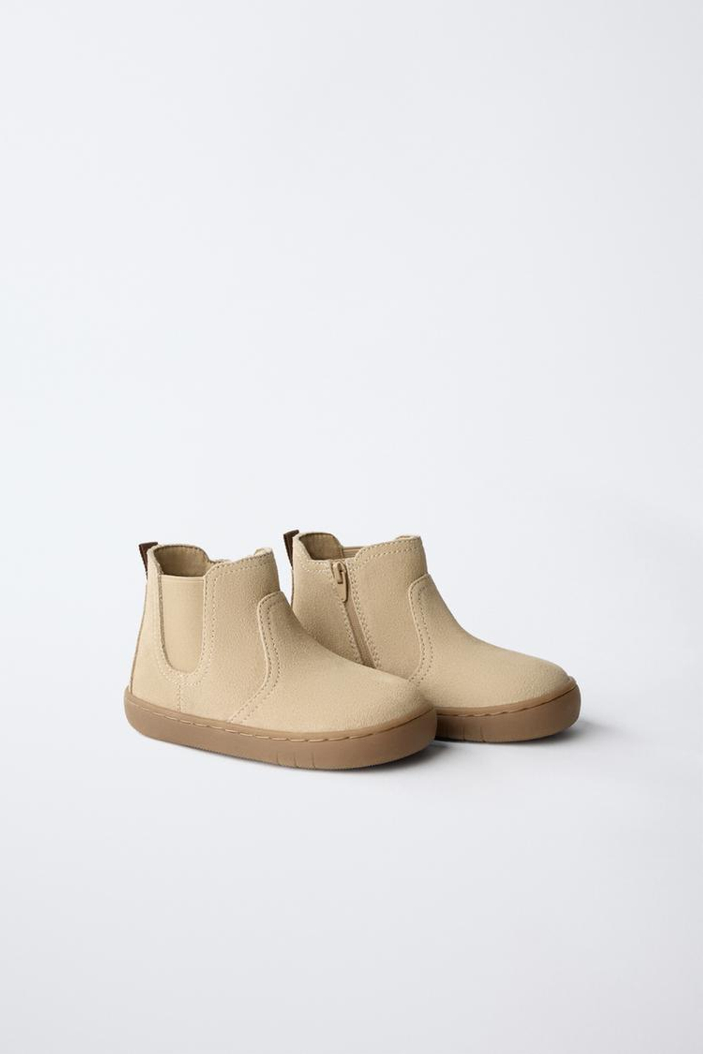 ZARA КОЖАНЫЕ БОТИНКИ BAREFOOT, ПЕСОЧНО-КОРИЧНЕВЫЙ