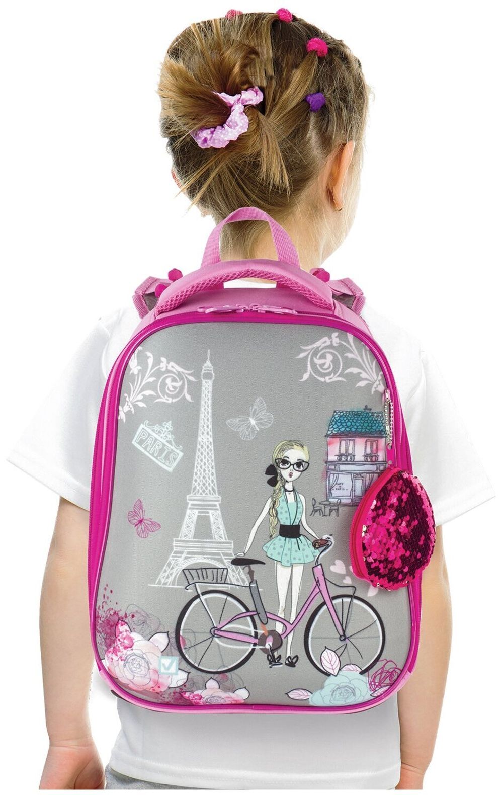 Ранец BRAUBERG PREMIUM, 2 отделения, с брелком, Paris cycling, 38х29х16 см, 227813