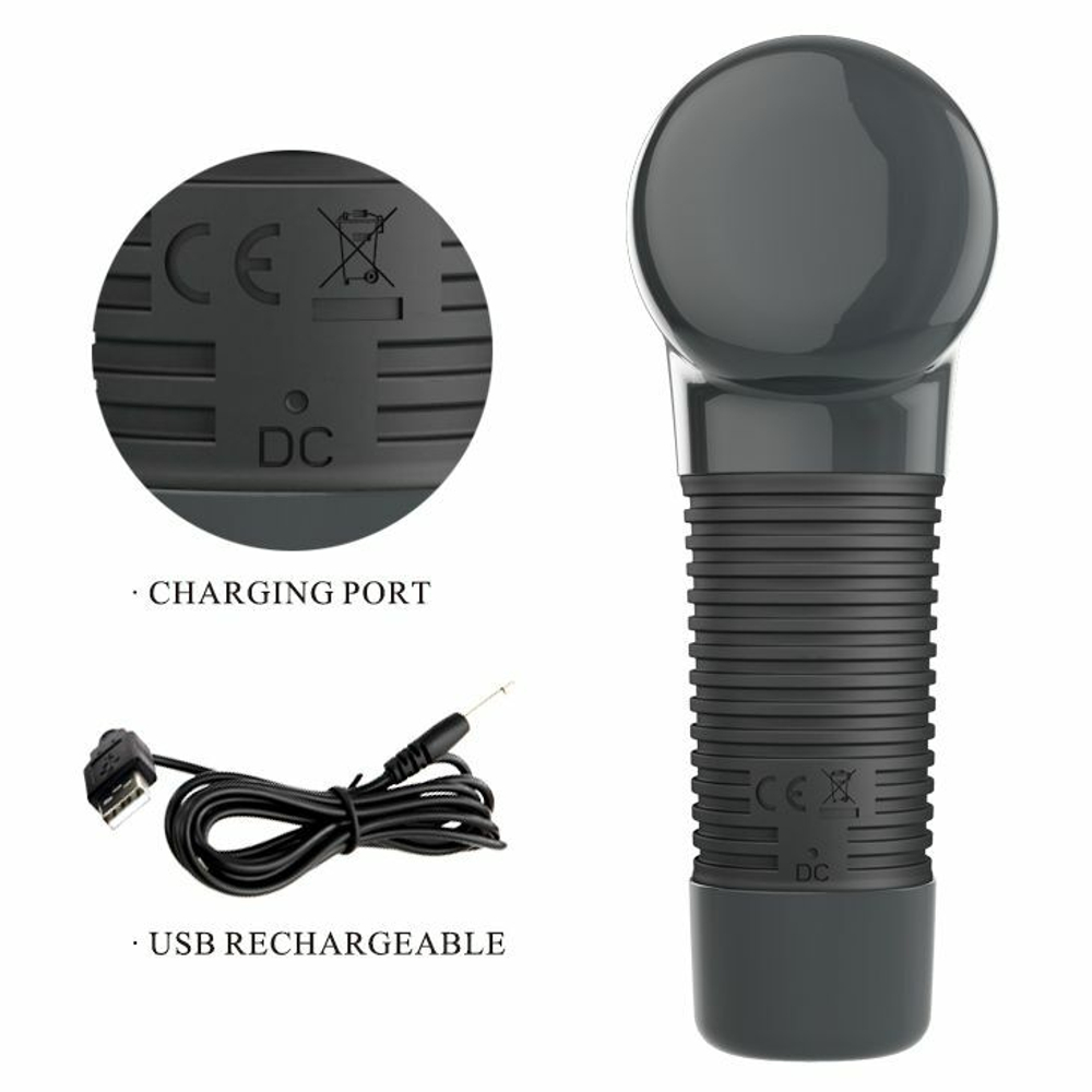 Темно-серый клиторальный вибромассажер Magic Gun - 19,9 см. (Цвет: темно-серый)