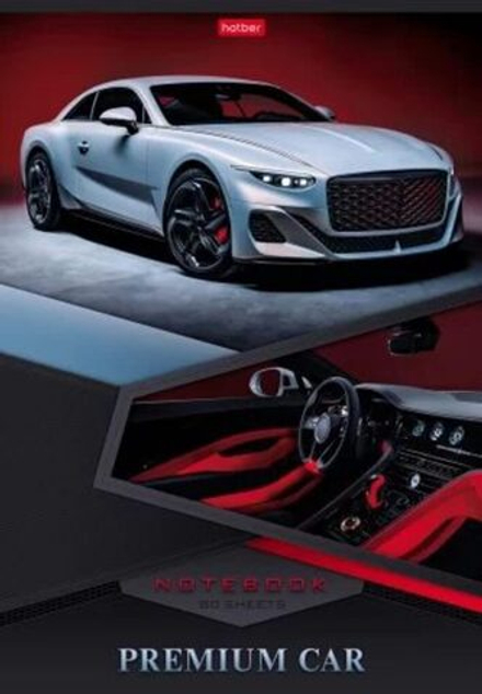Тетрадь А4 80л кл. скоба Hatber "Премиальные авто" глянц.лам.*