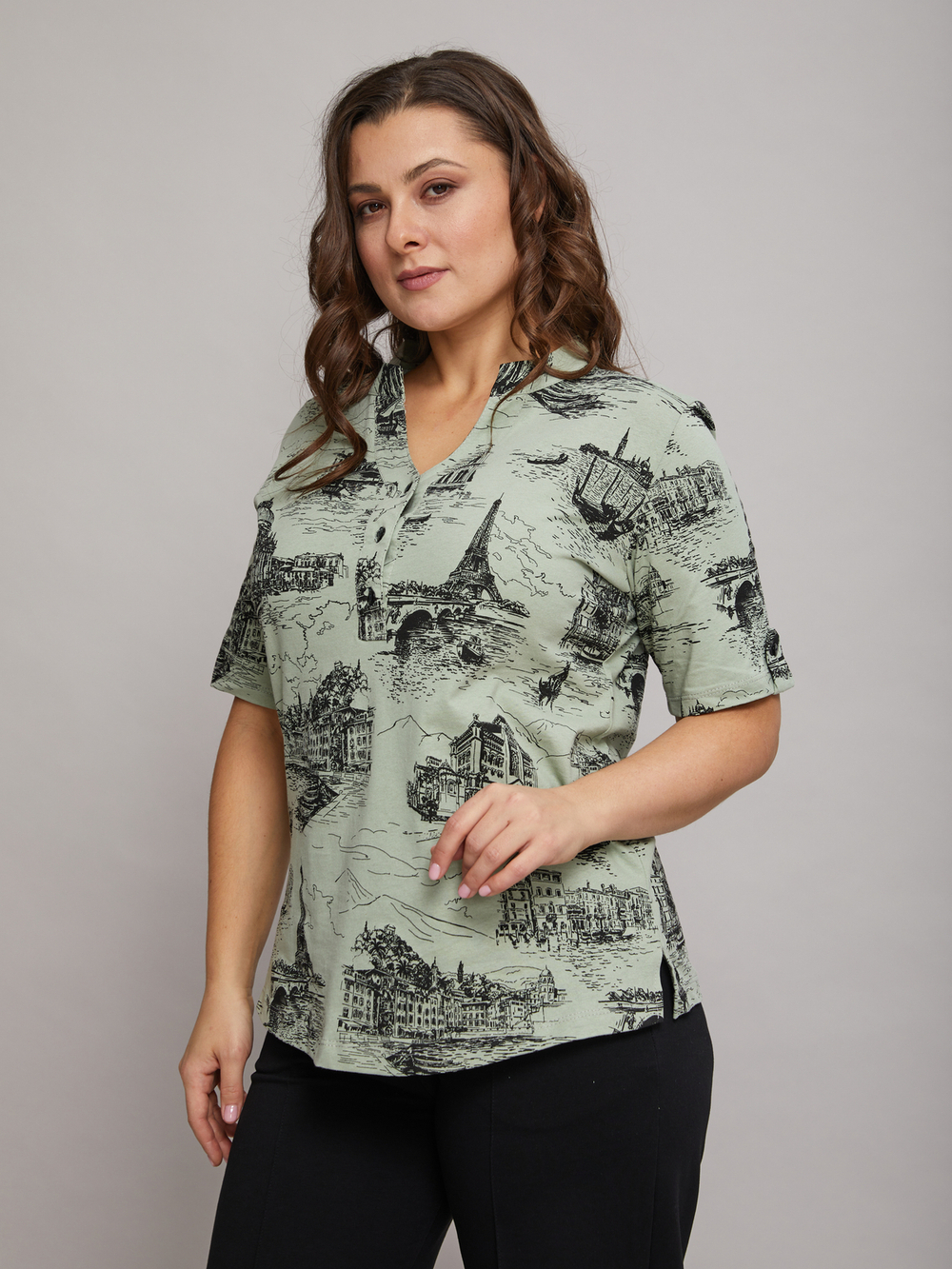 Блузка БЛ-122/шалфей-города