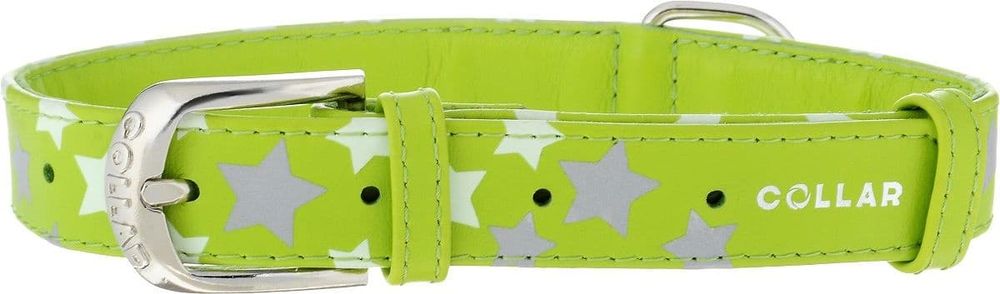 Ошейник "CoLLaR GLAMOUR" с узором "Звёздочка" (ширина 25мм, длина 38-49см) зеленый