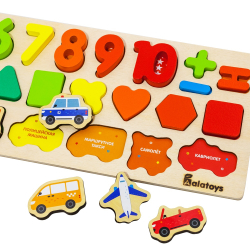 Пазл "Цифры и фигуры", развивающая игрушка для детей, обучающая игра из дерева