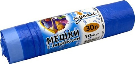 Мешки мусорные 30 л, 11 мкм, "Идеал" (30 шт)