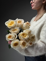 11 кремовых пионовидных роз
