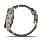 Спортивные наручные часы Garmin Fenix 6s Pro Solar золотистый с серым замшевым ремешком 010-02409-26