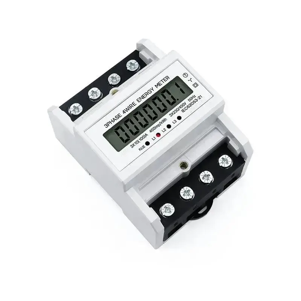 Счетчик электроэнергии трехфазный компактный с подсветкой на ДИН-рейку