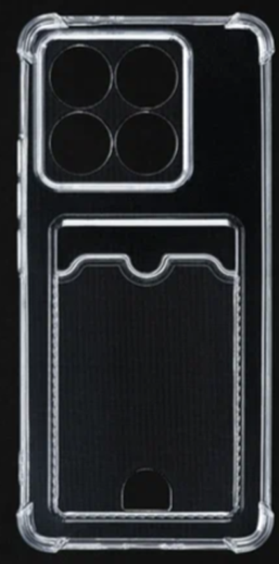 Чехол силиконовый Card Holder для Xiaomi 14T (5G) с карманом, прозрачный