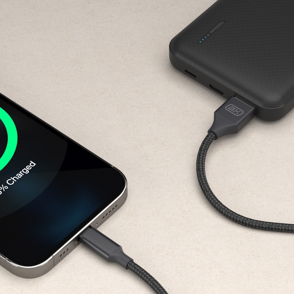 Дата-кабель USB - Lightning, 2А, 1м, нейлон,черный
