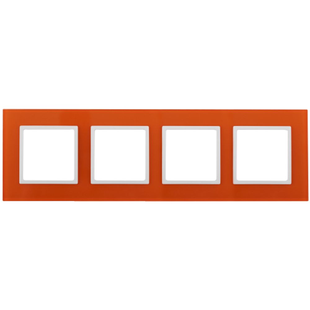 14-5104-22 ЭРА Рамка на 4 поста, стекло, Эра Elegance, оранжевый+бел | Elegance Оранжевый + Белый