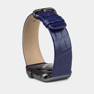 Ремешок кожаный для Apple Watch 42/44/45/49mm Classic синего цвета