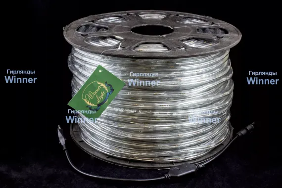 Дюралайт круглый Ø 10.5 мм., 220V, 3-жилы, синие LED лампы 24 шт на 1 м., бухта 100 м, силикон, Winner (05.100.10,5.24B)