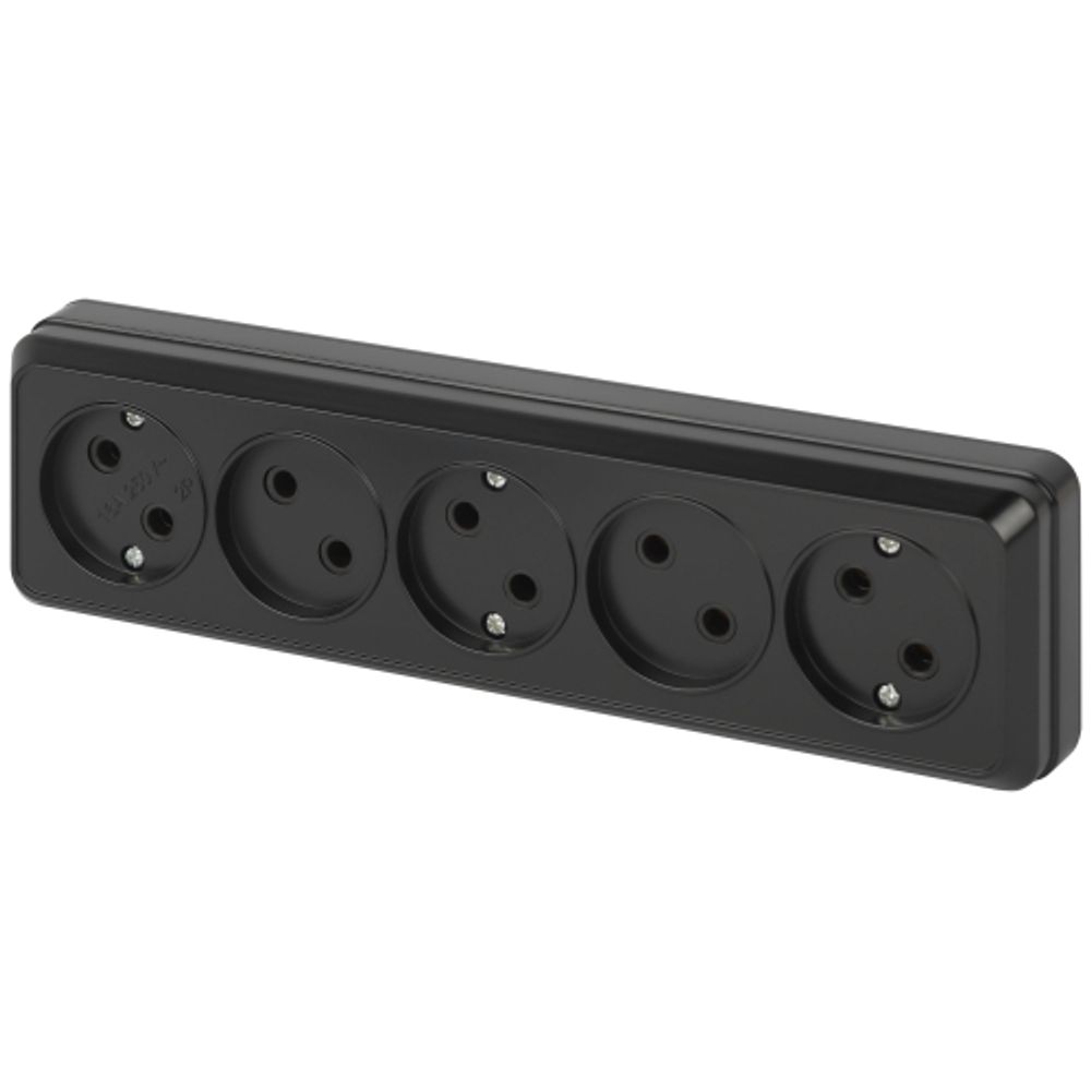 Розетка Intro Quadro 2-209-05 пятерная без заземления 5х2P 16А-250В IP20 ОУ антрацит | Intro