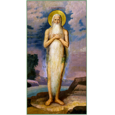 Онуфрий Великий святой преподобный. Деревянная икона на левкасе