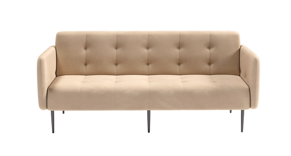 Monaco диван-кровать прямой с подлокотниками, трехместный, велюр бежевый Velutto 04