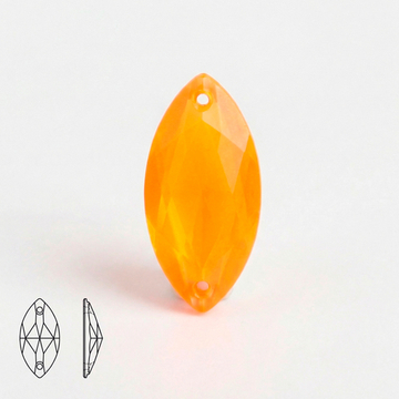 Стеклянные пришивные стразы Navette, цвет Neon Orange
