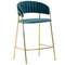 Полубарный стул Turin бирюзовый с золотыми ножками
