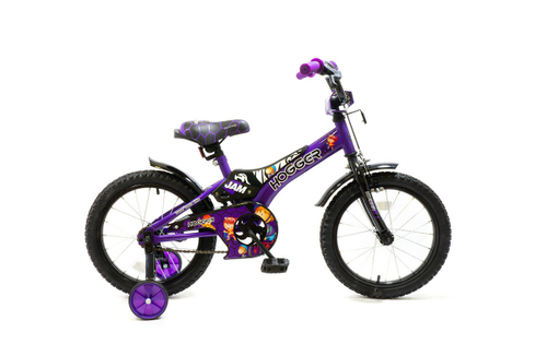 Велосипед 16" HOGGER "JAM", рама сталь с пластиковым покрытием, вилка сталь, ручной и ножной тормоз, доп. колеса, фиолетовый