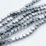 Гематит Звезда бусины (имитация), цвет серебристый, размер около 4 мм, цена за отрезок 19 см (1/2 нити)