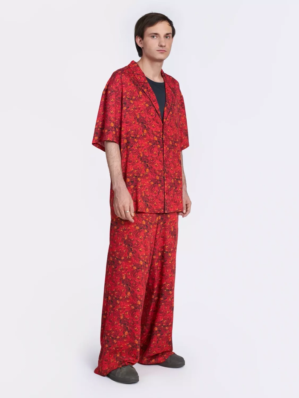 Рубашка пижамная с принтом "Бархатцы красные" OLA OLA