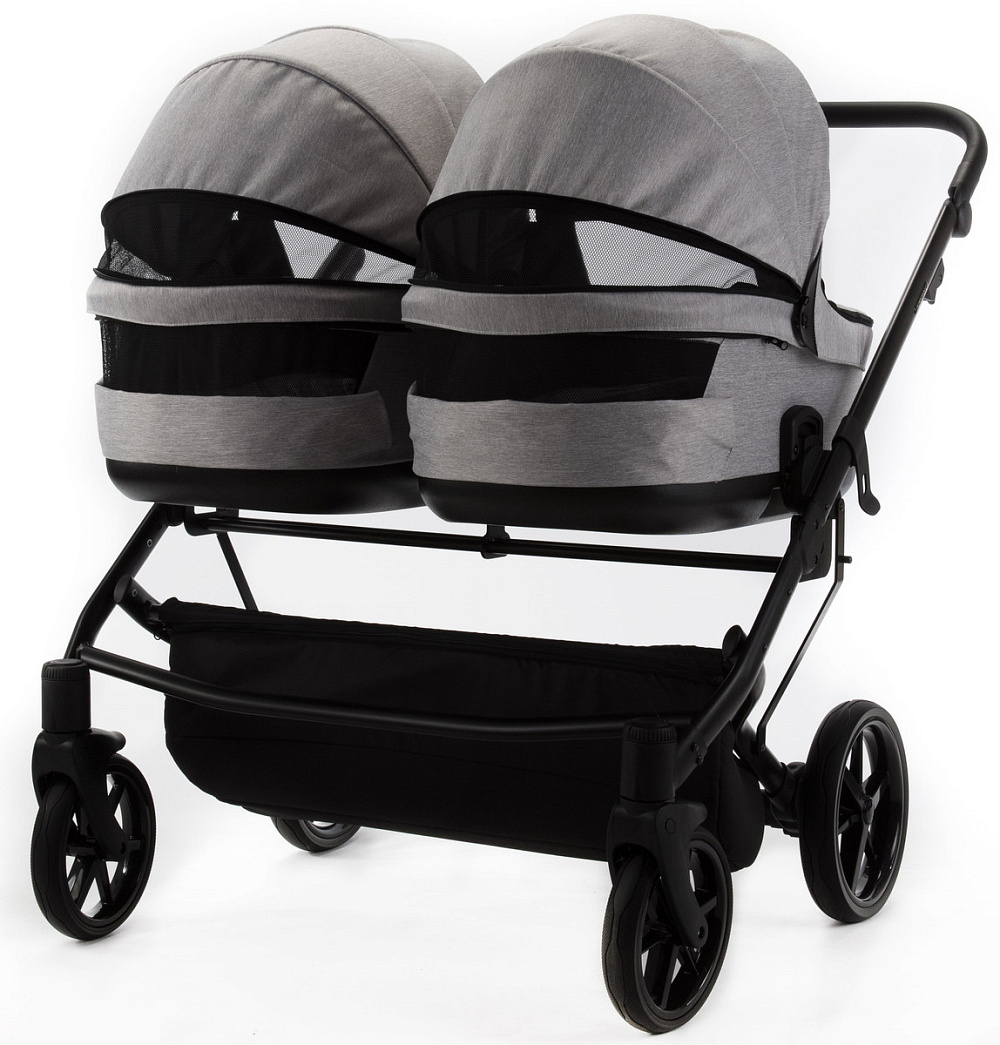 Детская коляска для двойни Adamex Leo Duo 2 в 1 TK01 (СВЕТЛО-СЕРЫЙ)