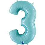 Шар фольгированный Цифра 3 101 см (Голубой)