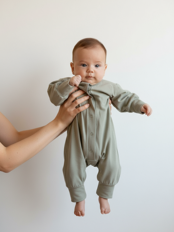 Комбинезон для новорожденного оливковый